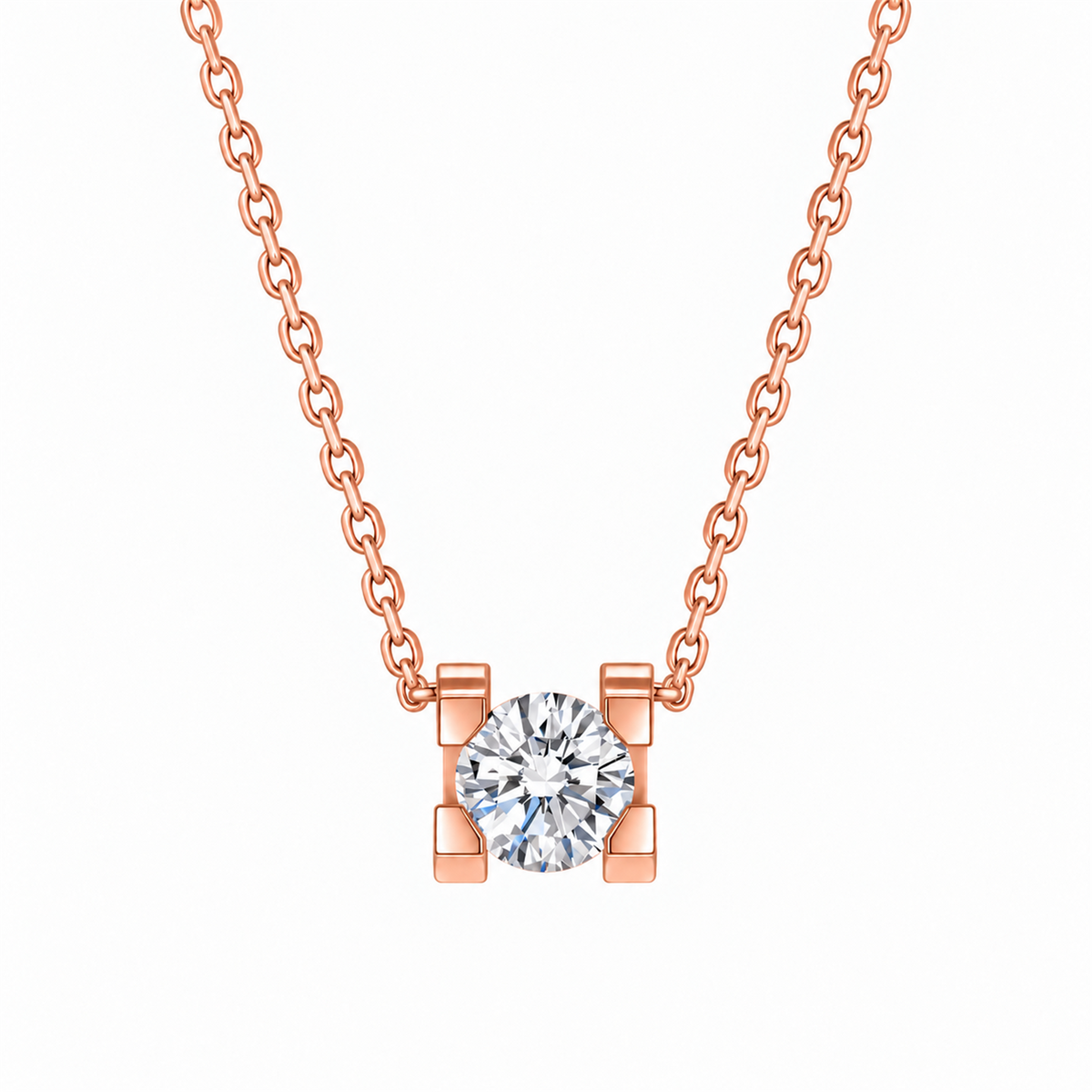 DANFÉE bull-head lab-grown diamond necklace in 18K rose gold on white