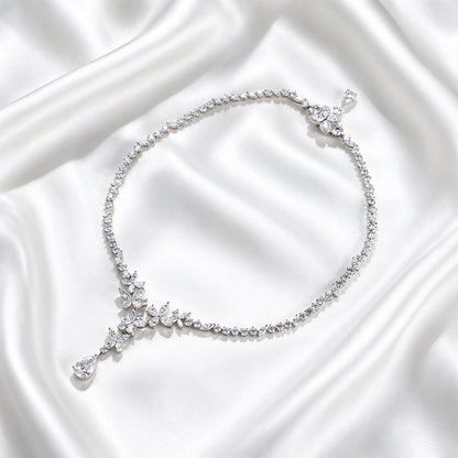 Blossom Cascade Pear Drop Lab-Grown Diamond Necklace in PT950 Platinum | 5 Carat | D-E | VS