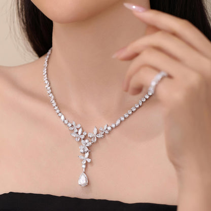 Blossom Cascade Pear Drop Lab-Grown Diamond Necklace in PT950 Platinum | 5 Carat | D-E | VS