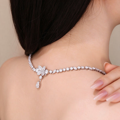 Blossom Cascade Pear Drop Lab-Grown Diamond Necklace in PT950 Platinum | 5 Carat | D-E | VS