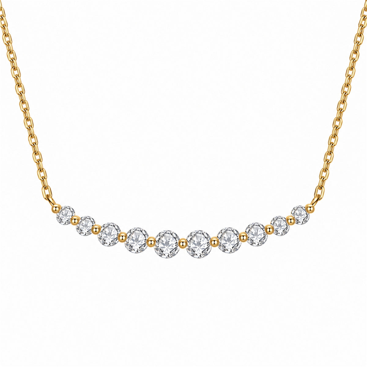 DANFÉE graduated lab-grown diamond smile necklace in 18K yellow gold, front view