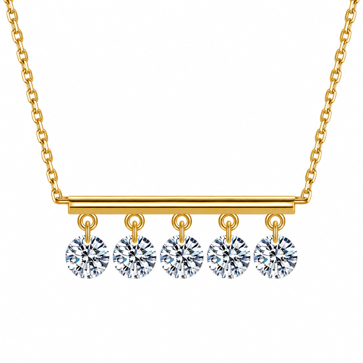 DANFÉE five-diamond bar necklace in 18K yellow gold on white