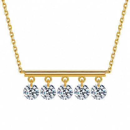 DANFÉE five-diamond bar necklace in 18K yellow gold on white
