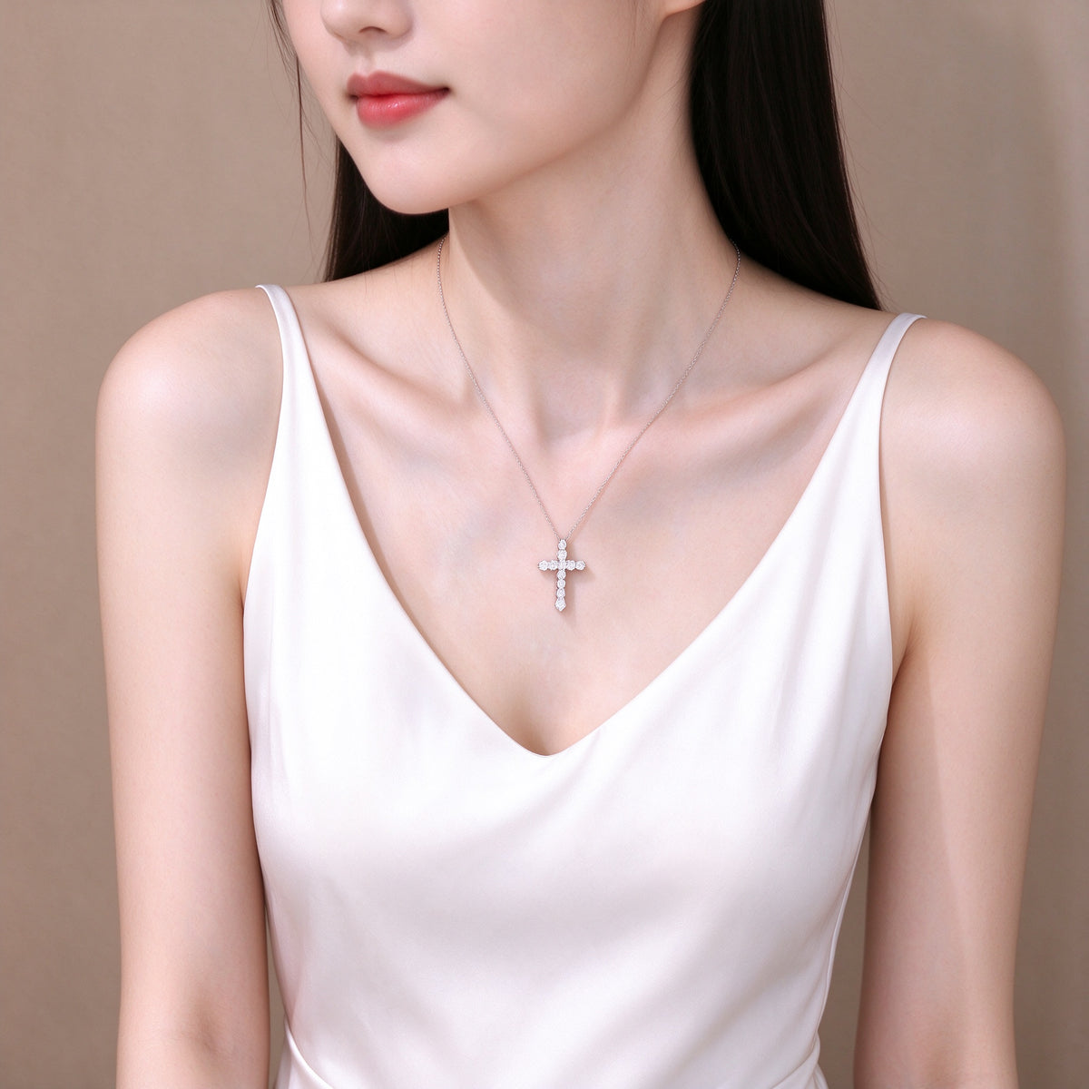 Celeste Cross Lab-Grown Diamond Necklace in 18K Gold | 1.1–2.2 Carat Total | D-E | VS
