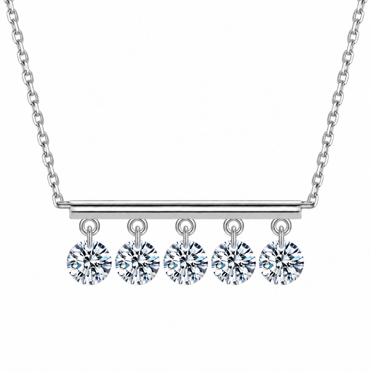 DANFÉE 18K white gold five-diamond bar necklace on white
