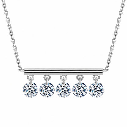 DANFÉE 18K white gold five-diamond bar necklace on white