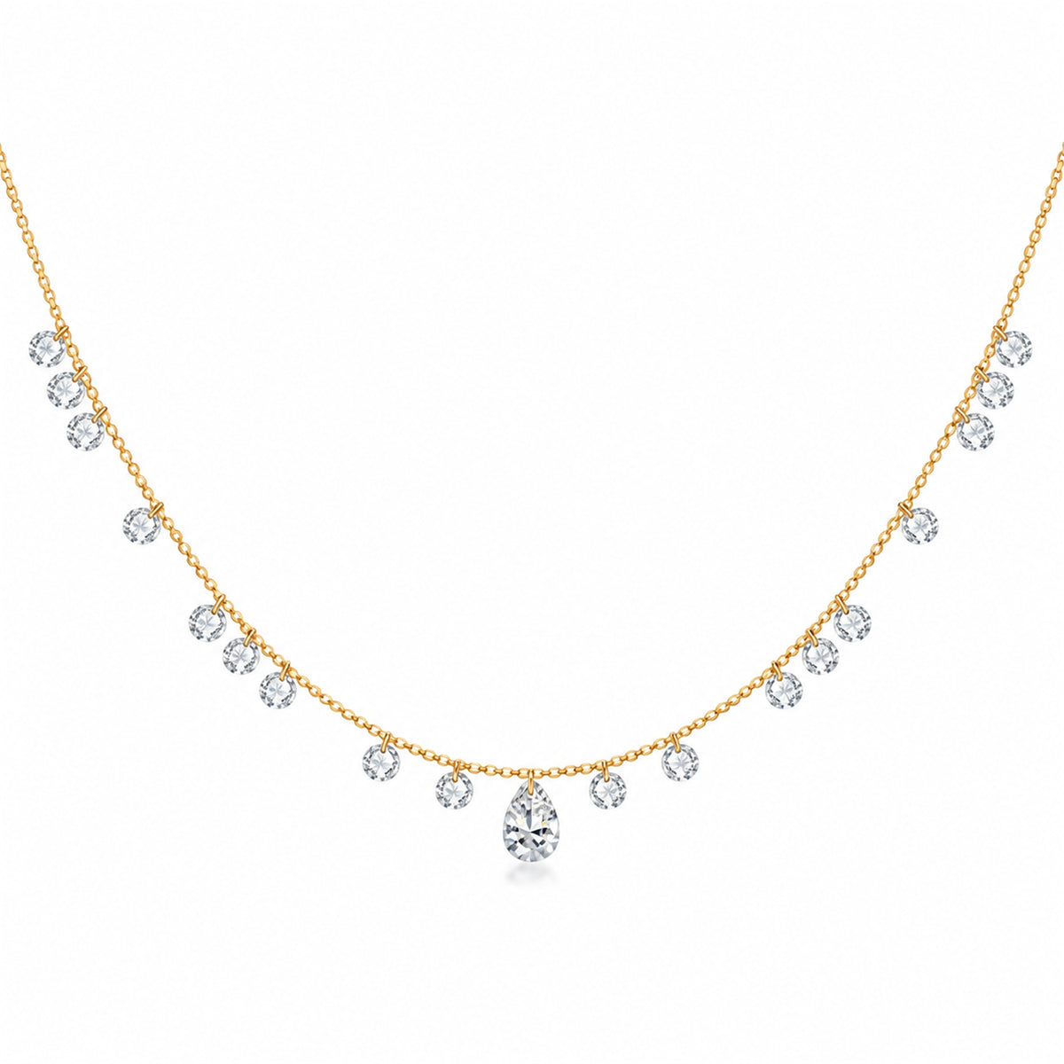 DANFÉE Muse lab-grown diamond station necklace in 18K yellow gold, white background