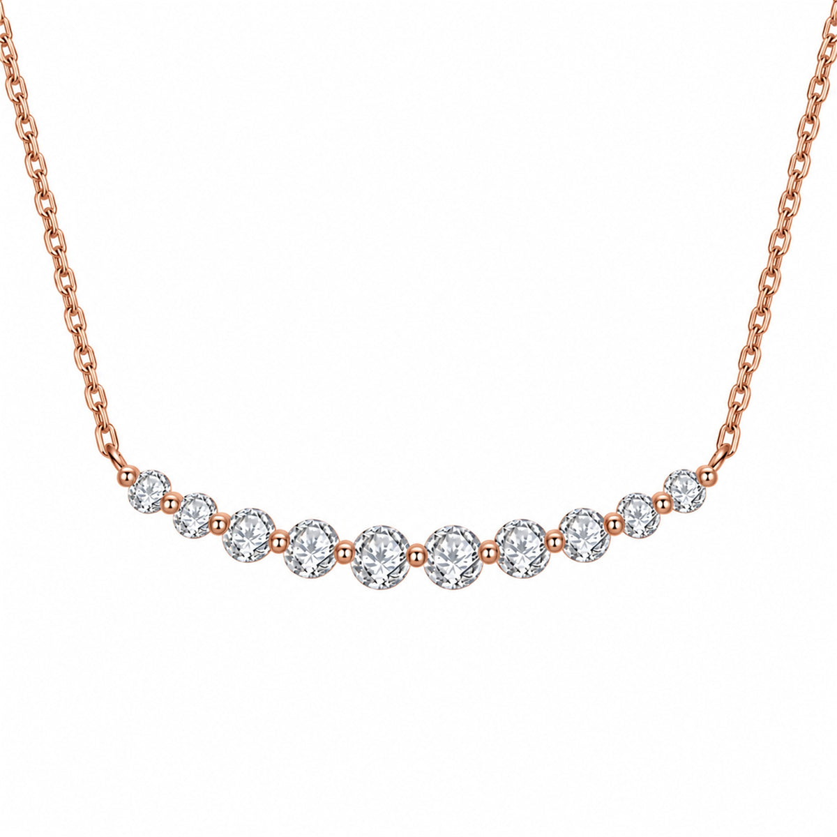 DANFÉE graduated lab-grown diamond smile necklace in 18K rose gold, front view