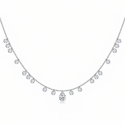 DANFÉE Muse lab-grown diamond station necklace — 18K white gold on white background