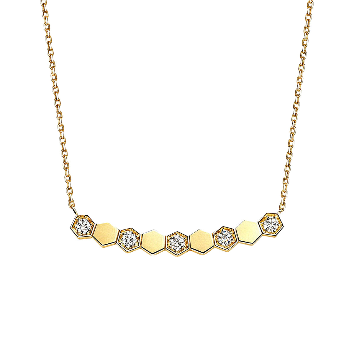 DANFÉE Hive honeycomb lab-grown diamond necklace in 18K yellow gold