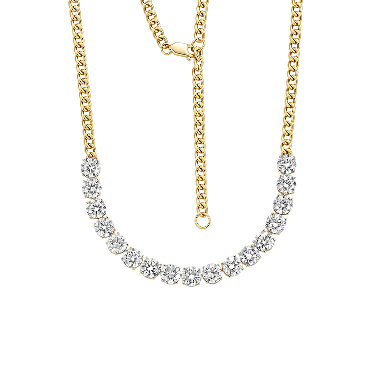 DANFÉE Arc Cuban lab-grown diamond tennis necklace — 1白底图副本1.jpg (18K Yellow Gold)