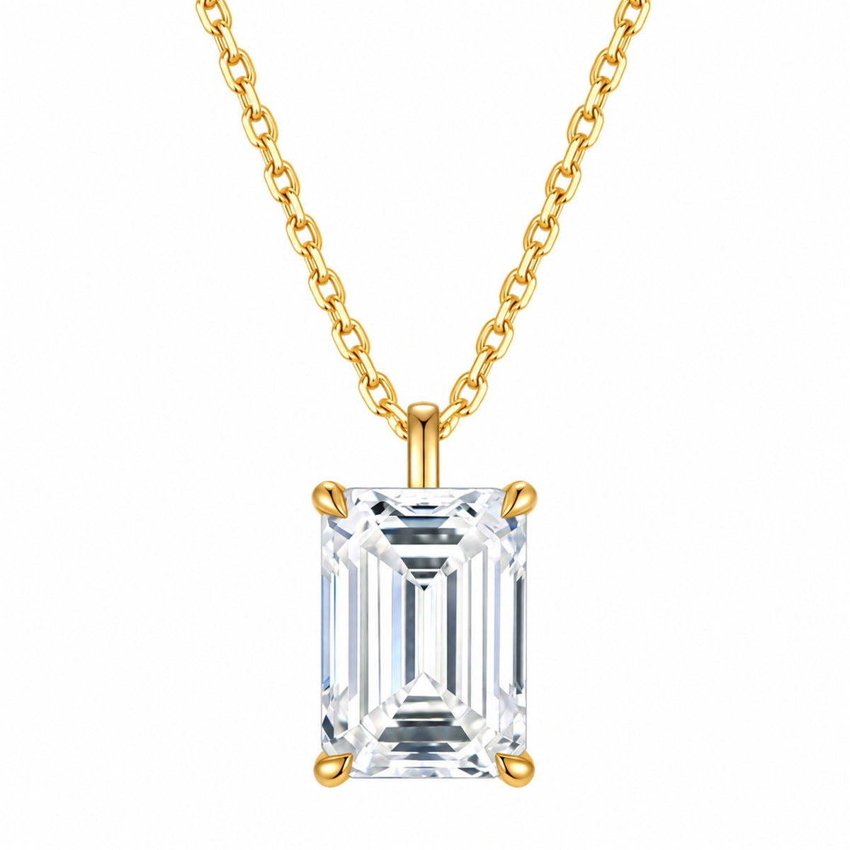 DANFÉE emerald-cut lab-grown diamond solitaire necklace in 18K yellow gold
