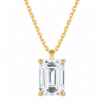 DANFÉE emerald-cut lab-grown diamond solitaire necklace in 18K yellow gold