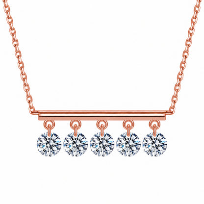 DANFÉE 18K rose gold five-diamond bar necklace on white