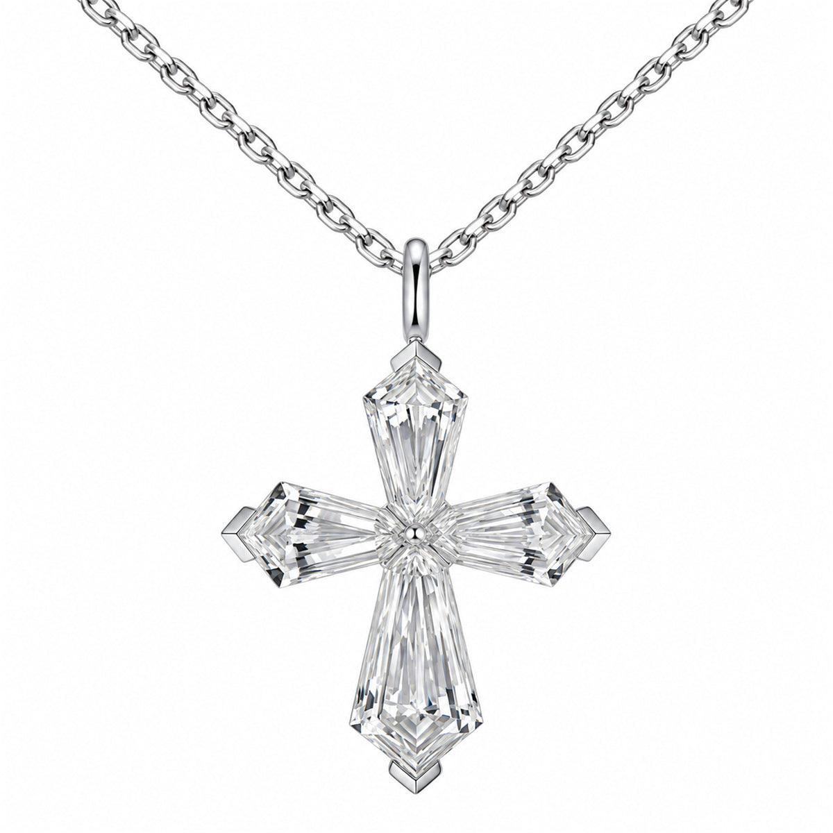DANFÉE lab-grown diamond cross necklace in PT950 platinum — white background view 1