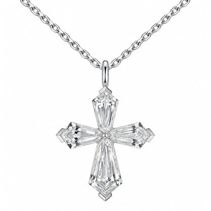 DANFÉE lab-grown diamond cross necklace in PT950 platinum — white background view 1