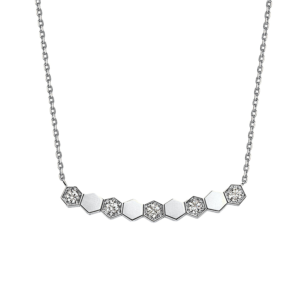 DANFÉE Hive honeycomb lab-grown diamond necklace in 18K white gold