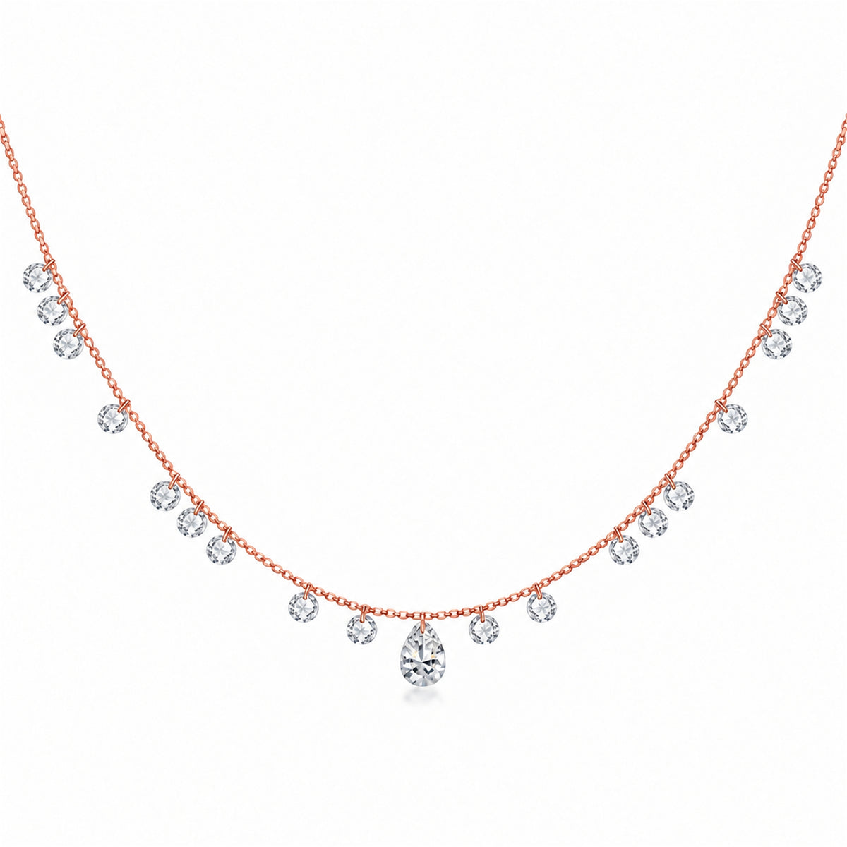 DANFÉE Muse lab-grown diamond station necklace — 18K rose gold on white background