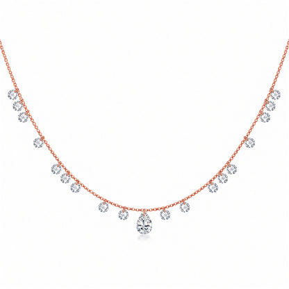 DANFÉE Muse lab-grown diamond station necklace — 18K rose gold on white background
