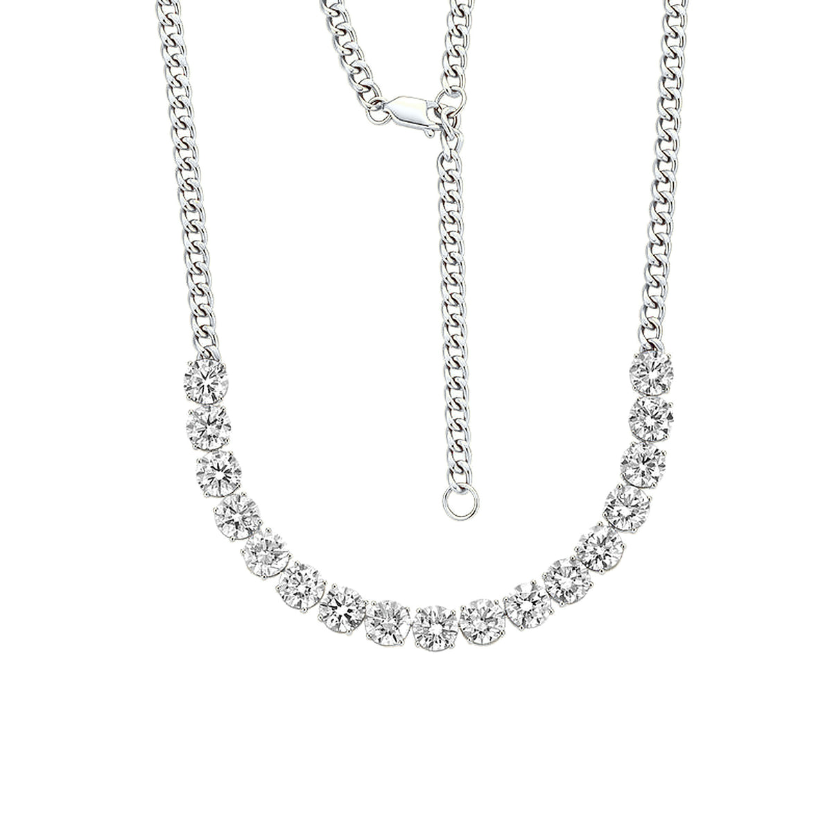 DANFÉE Arc Cuban lab-grown diamond tennis necklace — 1白底图副本2.jpg (18K White Gold)
