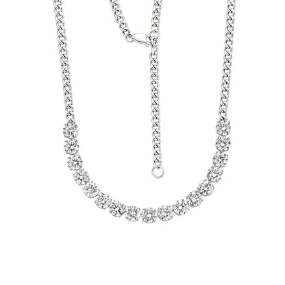 DANFÉE Arc Cuban lab-grown diamond tennis necklace — 1白底图副本2.jpg (18K White Gold)