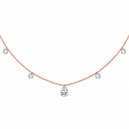 DANFÉE pear and round lab-grown diamond drop necklace 18K rose gold on white