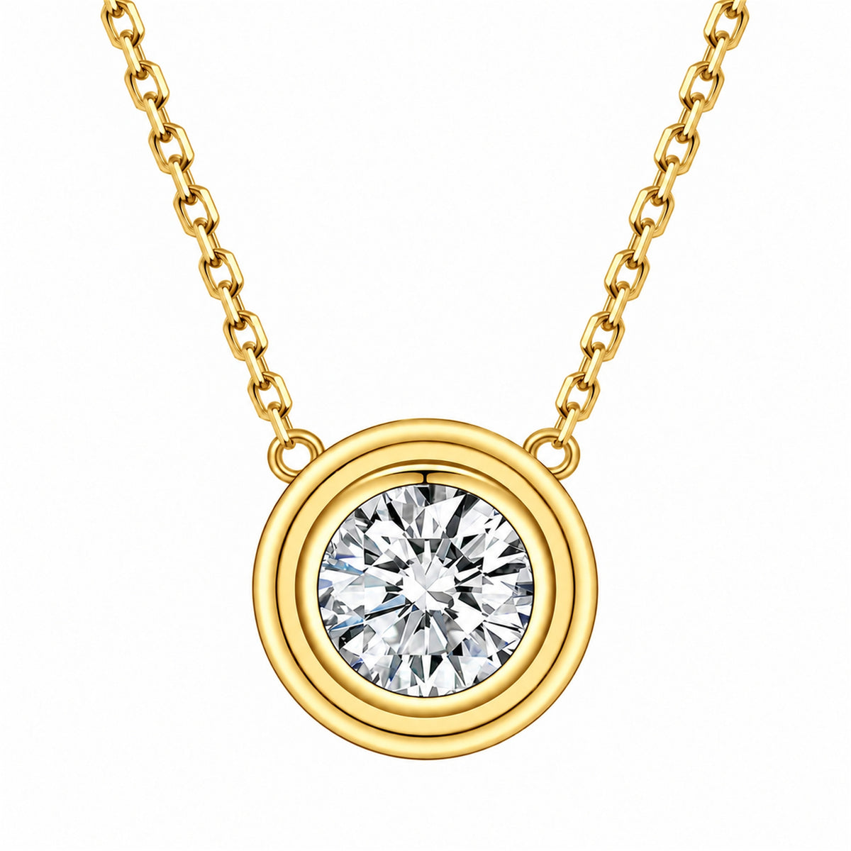 DANFÉE Orbit bezel lab-grown diamond necklace in 18K yellow gold, front view