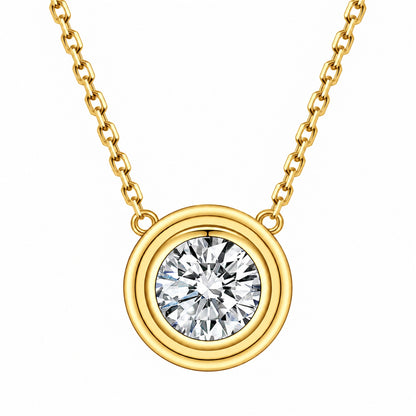DANFÉE Orbit bezel lab-grown diamond necklace in 18K yellow gold, front view