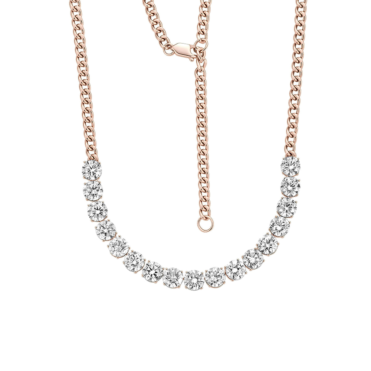 DANFÉE Arc Cuban lab-grown diamond tennis necklace — 1白底图副本3.jpg (18K Rose Gold)