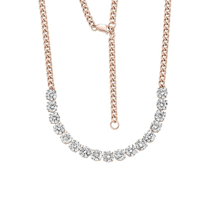DANFÉE Arc Cuban lab-grown diamond tennis necklace — 1白底图副本3.jpg (18K Rose Gold)