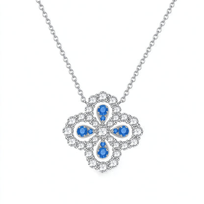 Clover Loop Lab-Grown Diamond & Blue Spinel Necklace in PT950 Platinum | 1.9 Carat  Total | D-E | VS