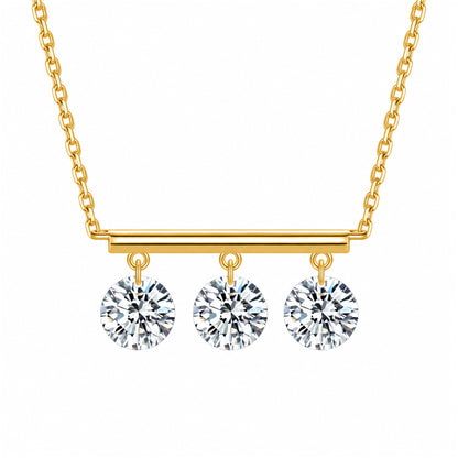 DANFÉE 18K yellow gold three-stone lab-grown diamond bar necklace on white
