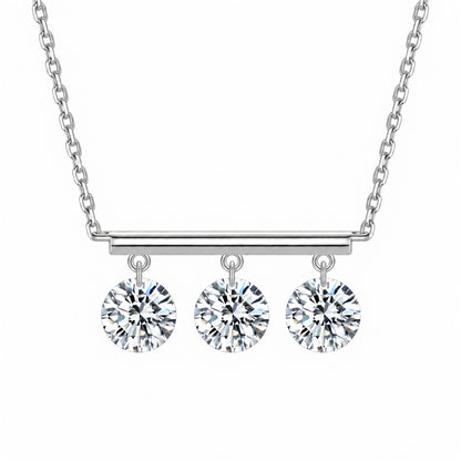 DANFÉE 18K white gold three-stone lab-grown diamond bar necklace on white