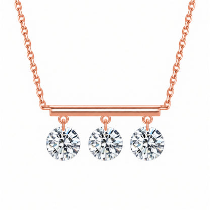 DANFÉE 18K rose gold three-stone lab-grown diamond bar necklace on white