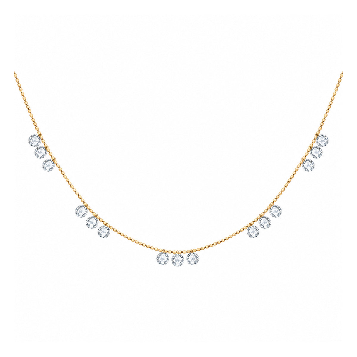 DANFÉE 2 carat total lab-grown diamond fringe necklace in 18K yellow gold, white background