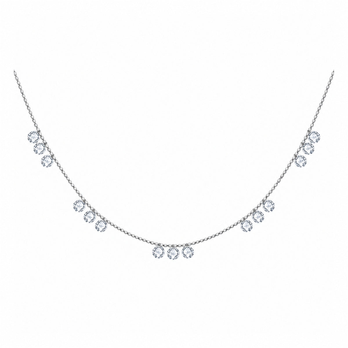 DANFÉE diamond fringe necklace in 18K white gold, also used for PT950 platinum colour