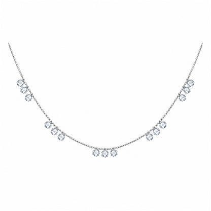 DANFÉE diamond fringe necklace in 18K white gold, also used for PT950 platinum colour
