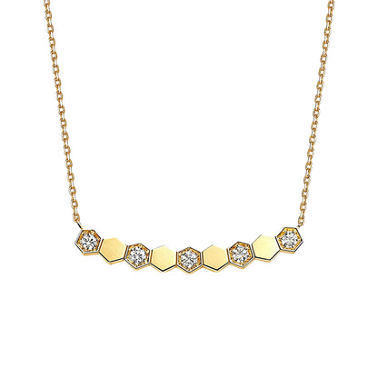 DANFÉE Hive honeycomb lab-grown diamond smile necklace in 18K yellow gold, front view