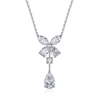 DANFÉE butterfly pear drop lab-grown diamond necklace in PT950 platinum, front view