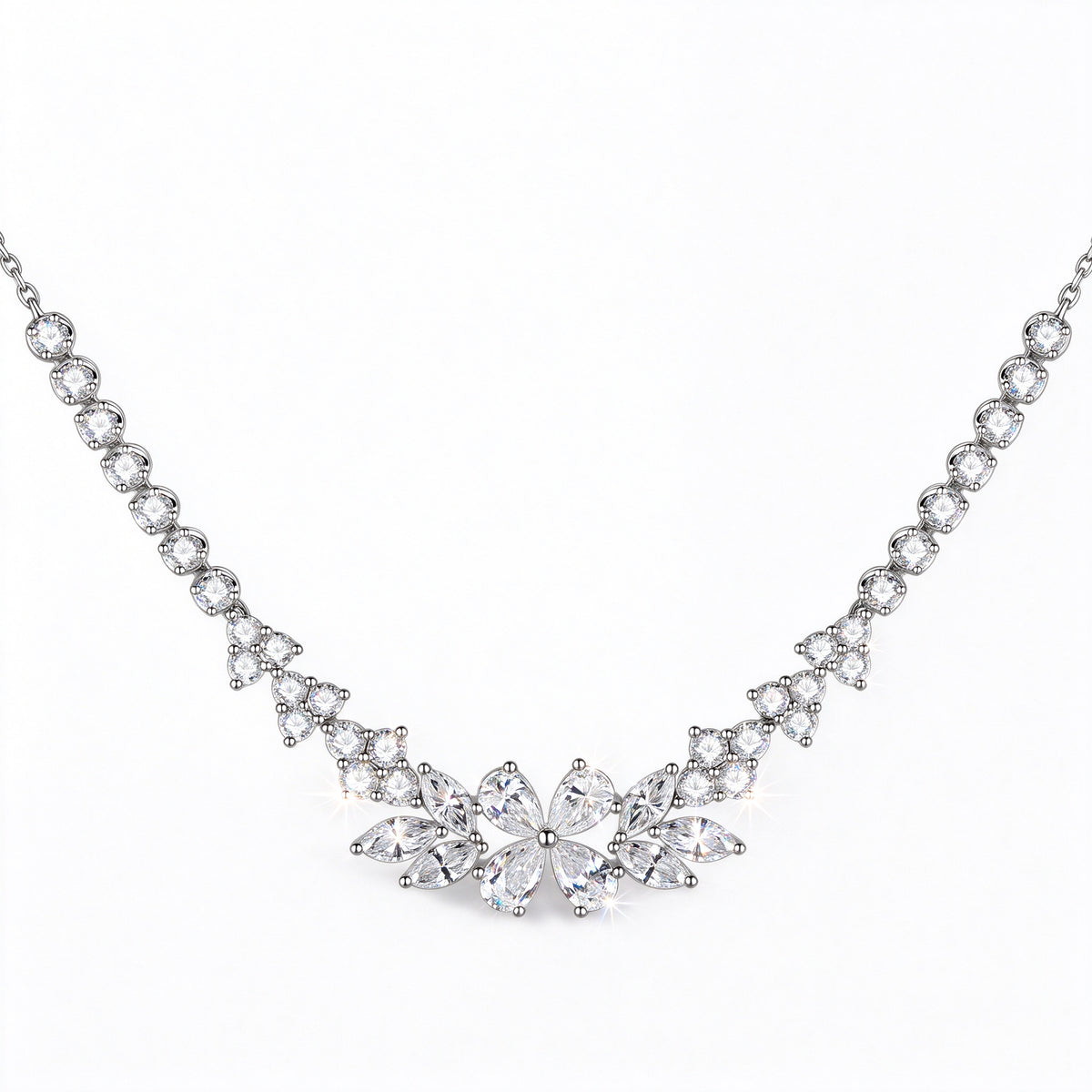 DANFÉE Blossom Cluster lab-grown diamond necklace in PT950 platinum, front view
