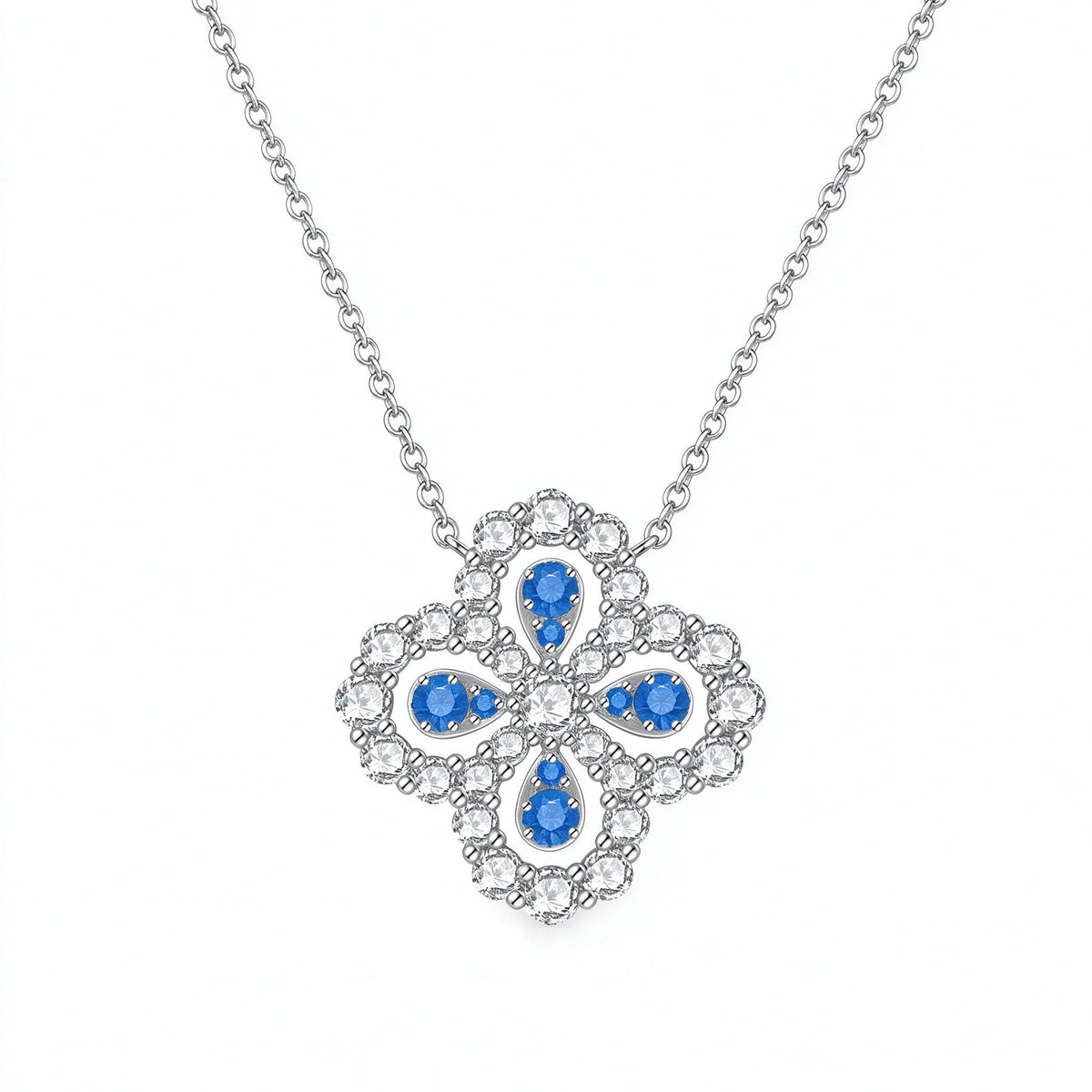 Fortune Clover Lab-Grown Diamond & Yellow Sapphire Necklace in PT950 Platinum | 1.9 Carat Total | D-E | VS