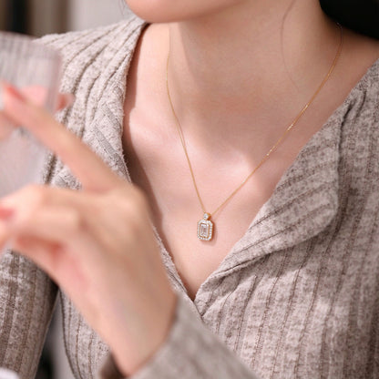 DANFÉE emerald cut bezel lab-grown diamond necklace — view 10