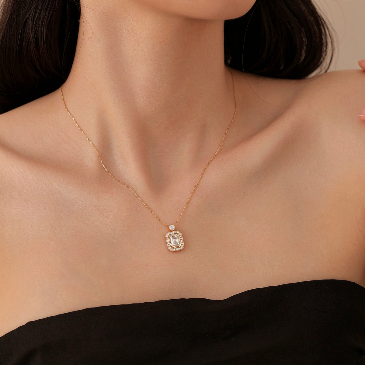 DANFÉE emerald cut bezel lab-grown diamond necklace — view 13