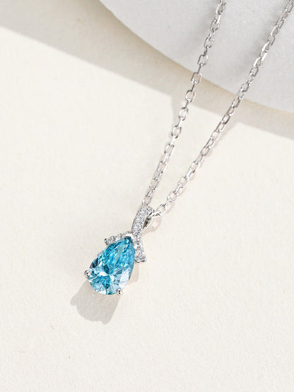 DANFÉE Ribbon Bow Pear blue diamond pendant on ivory stone