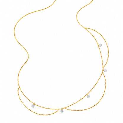 DANFÉE Goddess draped lab-grown diamond necklace in 18K yellow gold on white, full necklace view