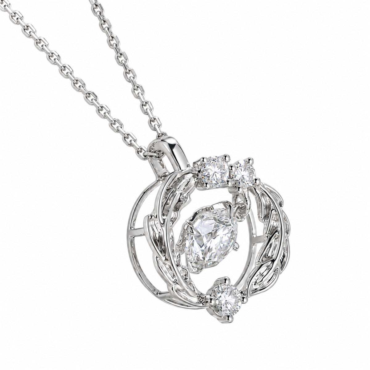 DANFÉE PT950 platinum wing-inspired diamond necklace — white background product detail