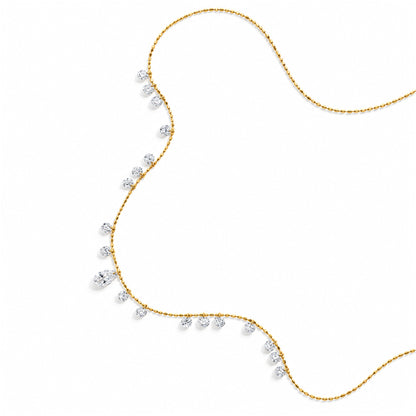 DANFÉE Muse lab-grown diamond station necklace — 18K yellow gold curved arrangement on white background