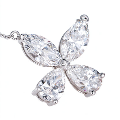 Four-Leaf Clover Orbit Lab-Grown Diamond Necklace in 18K Gold & PT950 Platinum | 2.4 Carat Total | D-E | VS