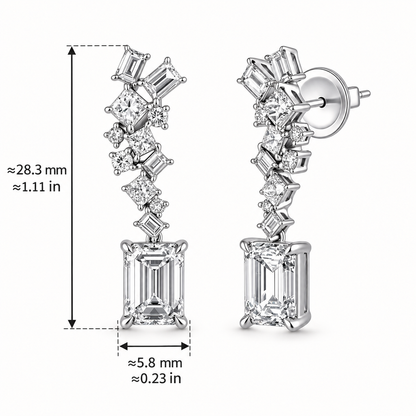Céleste Cascade Emerald-Cut Lab-Grown Diamond Drop Earrings in PT950 Platinum | D-E | VS