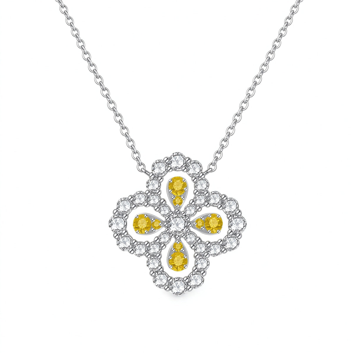Clover Loop Lab-Grown Diamond & Blue Spinel Necklace in PT950 Platinum | 1.9 Carat  Total | D-E | VS